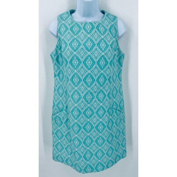 Southern Tide Paislee Ikat Jacquard Shift Dress Size 6 - Bermuda Teal - Picture 1 of 14